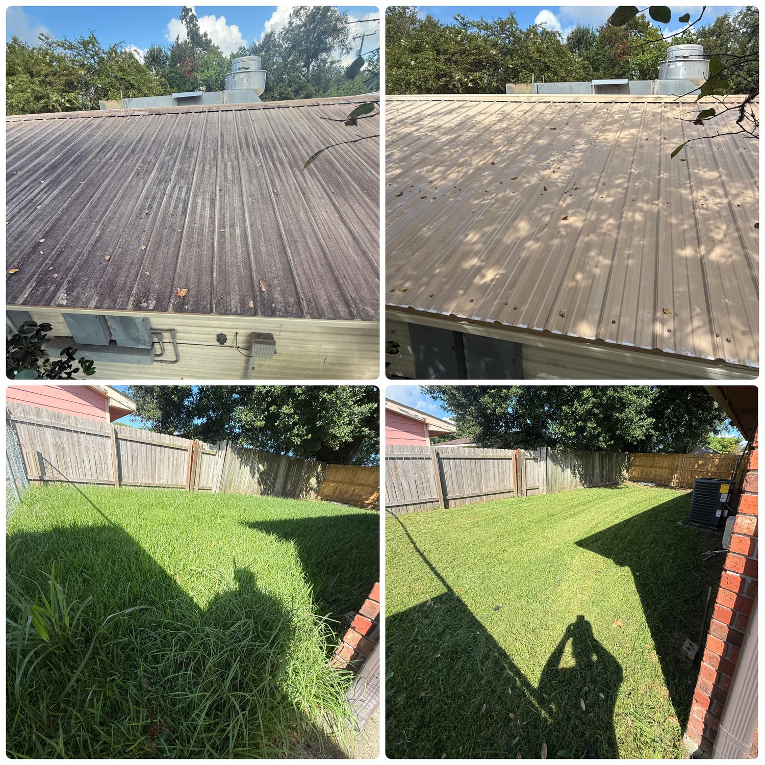 Metal Roof Cleaning — Bayou Bright before and after