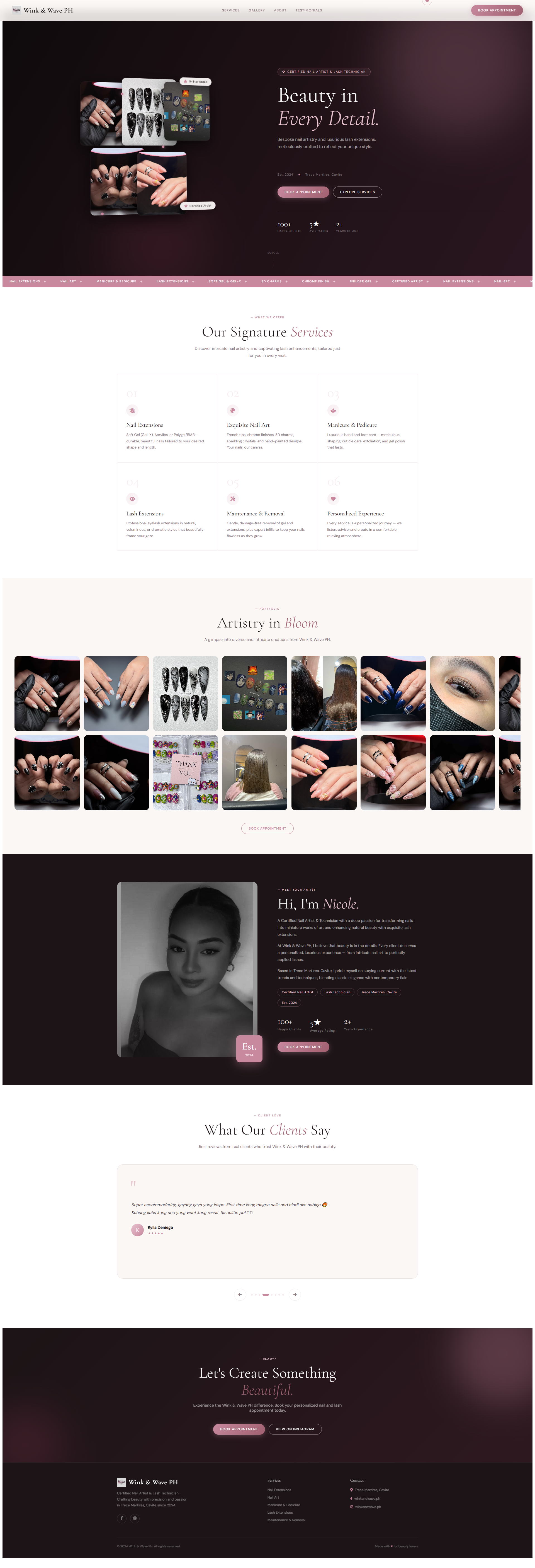 Wink & Wave Booking Funnel