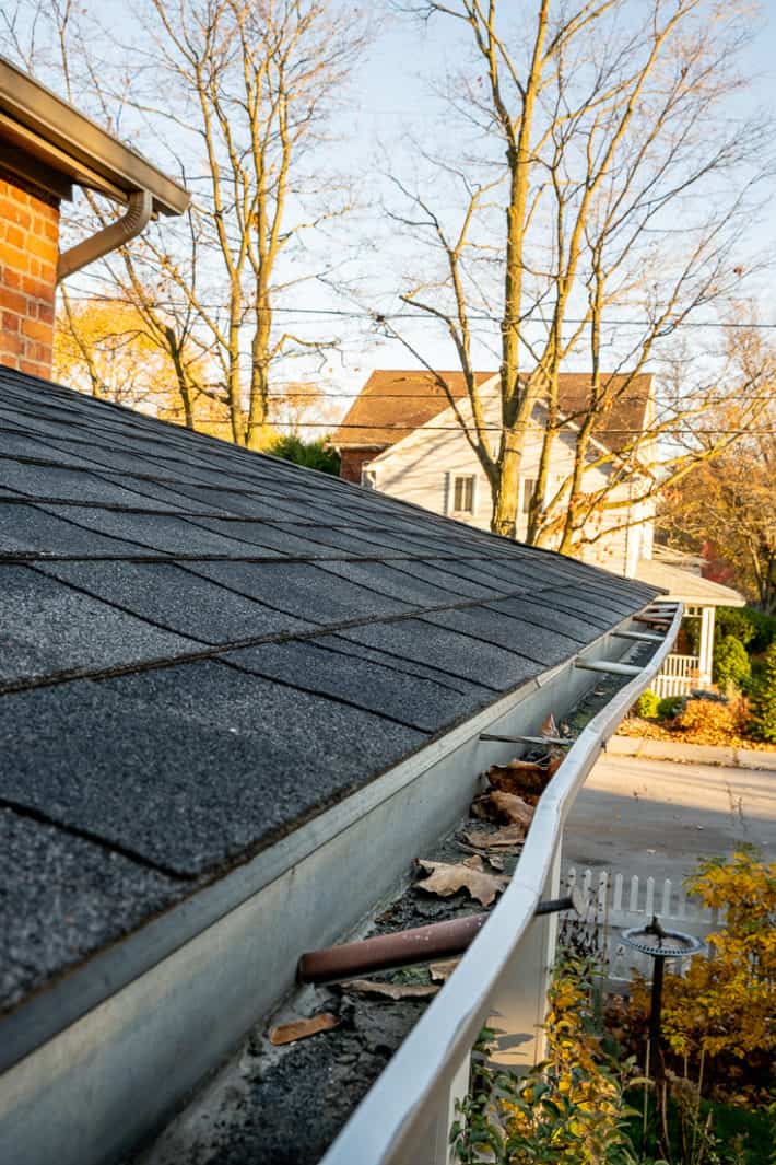 Damaged gutters showing signs that replacement may be needed