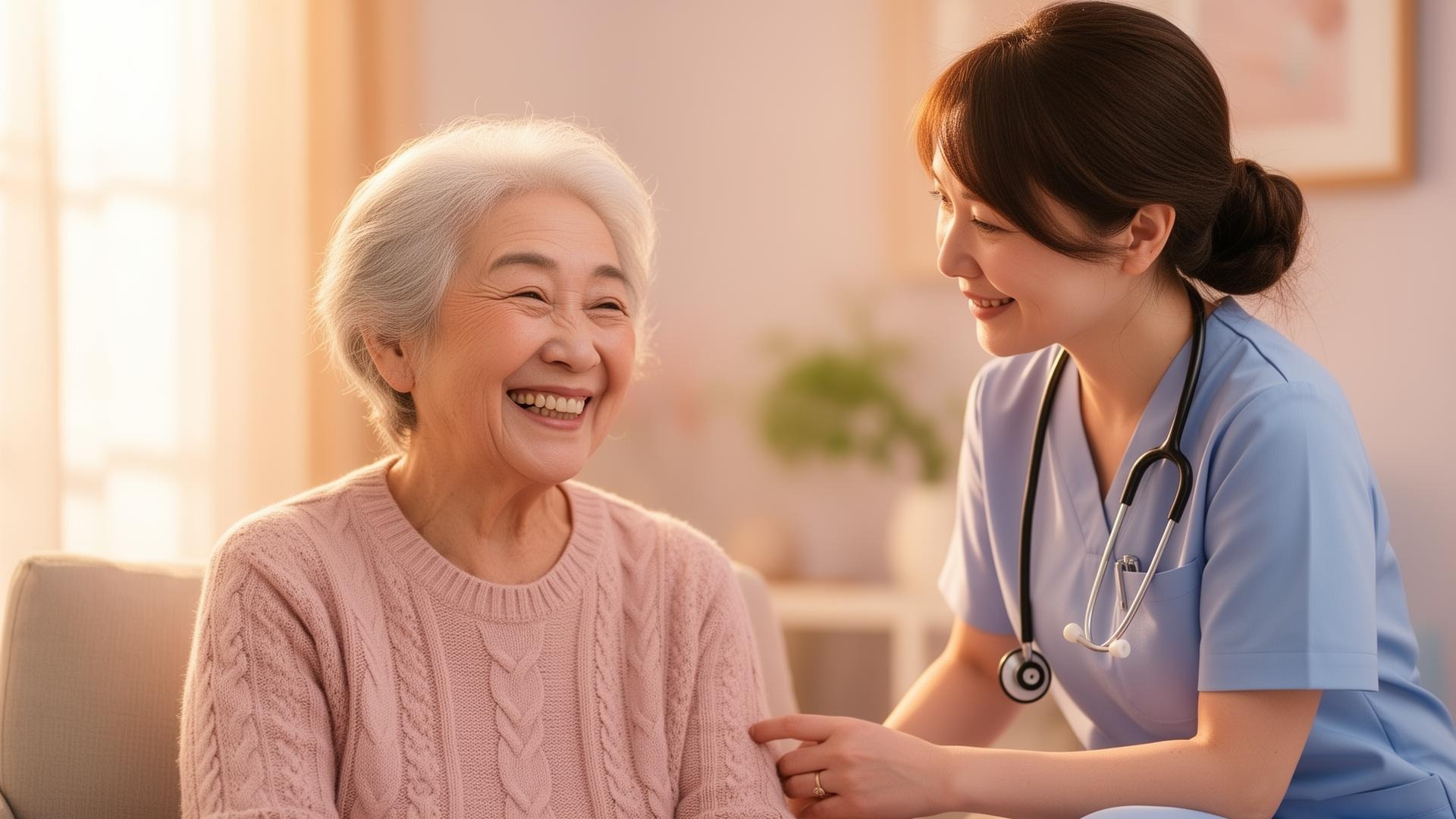 Caregiver with elderly patient