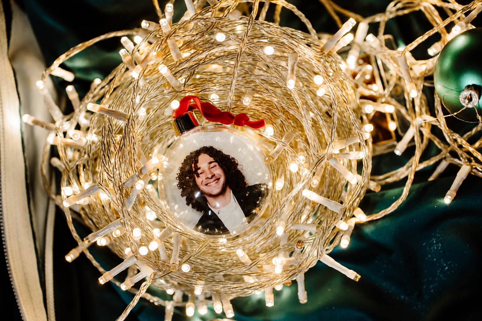 Employees enjoying a branded holiday photo experience