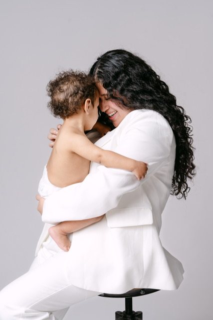 Karla, founder of Martini Moment Photo Booths, with her son