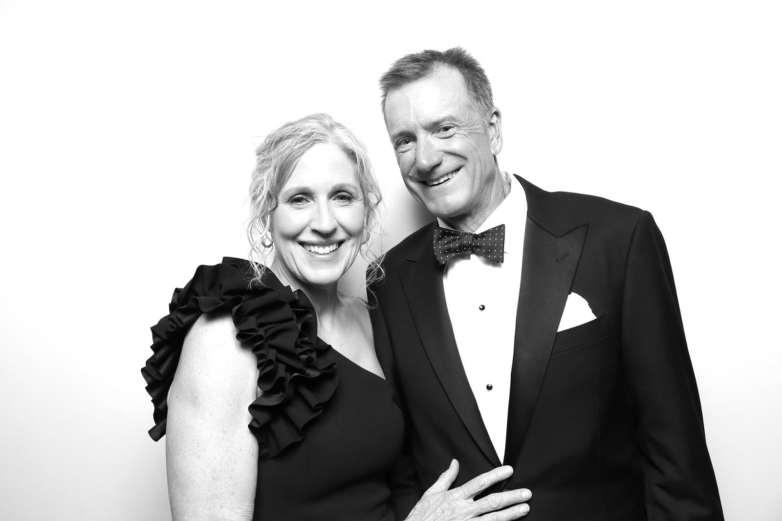 Black and white glam photo booth at an elegant Colorado springs fundraiser
