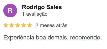 Avaliação de Rodrigo Sales sobre a Bahia Sorrisos Odontologia no Google