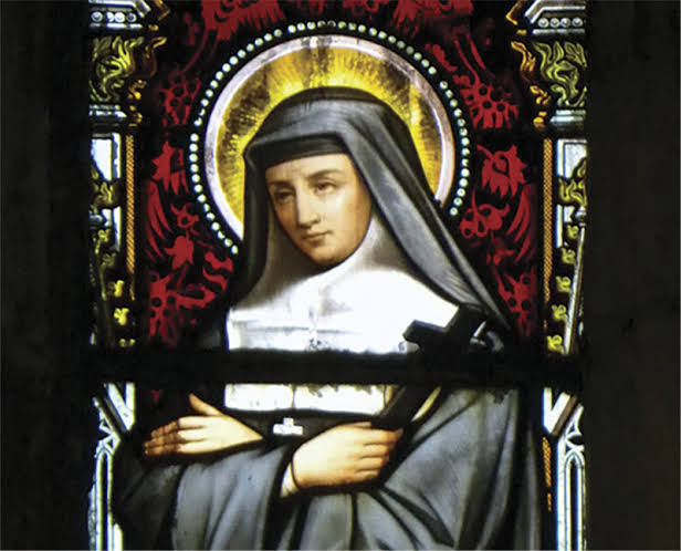 Vitral com a imagem de Santa Joana de Chantal