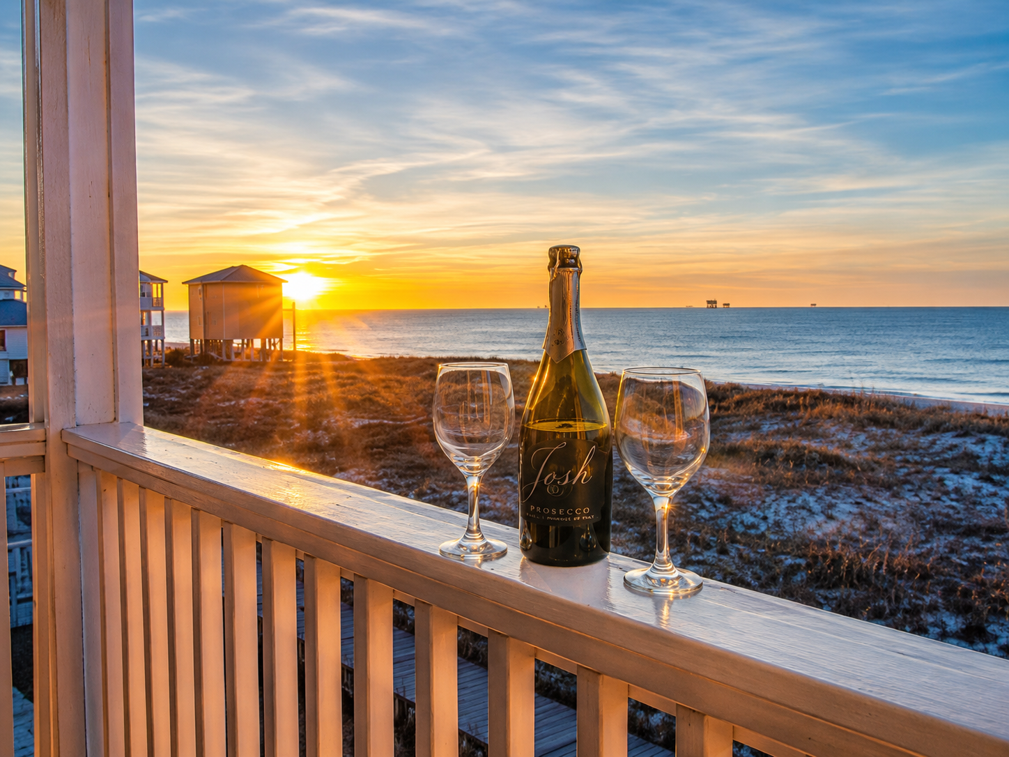 Sand Crab Hideaway beachfront deck with hot tub