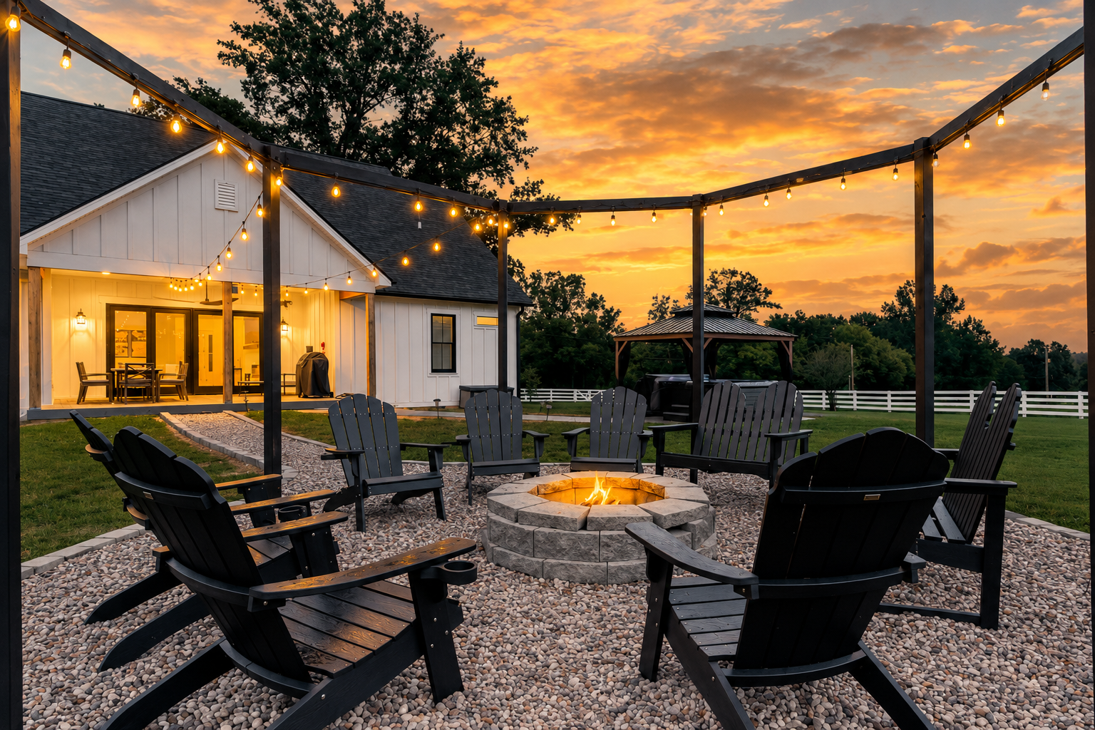 Outdoor fire pit seating at a Hideaway Vacations home