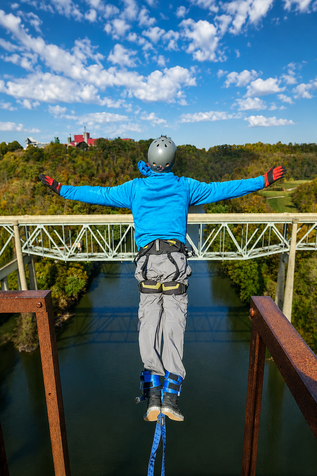 Adventure bridge and countryside views near Bourbon Trail Hideaway