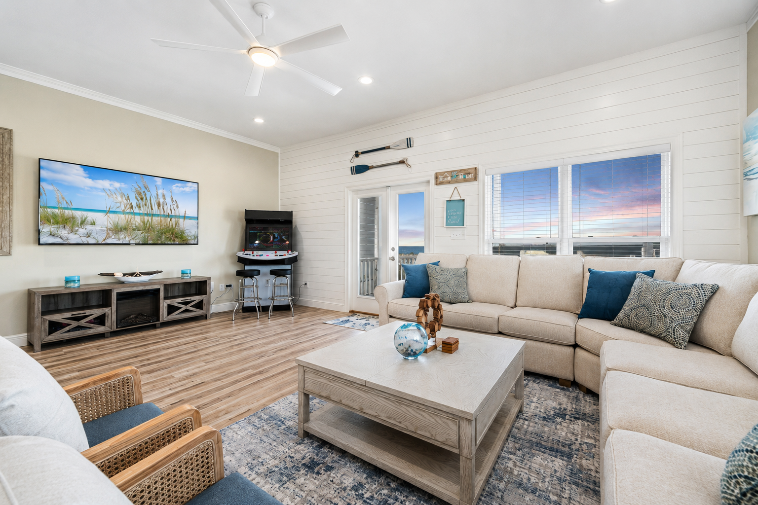 Sand Crab Hideaway bright coastal living room