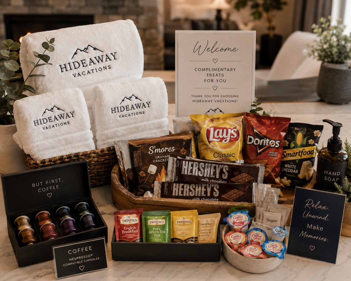 Hideaway Vacations welcome basket
