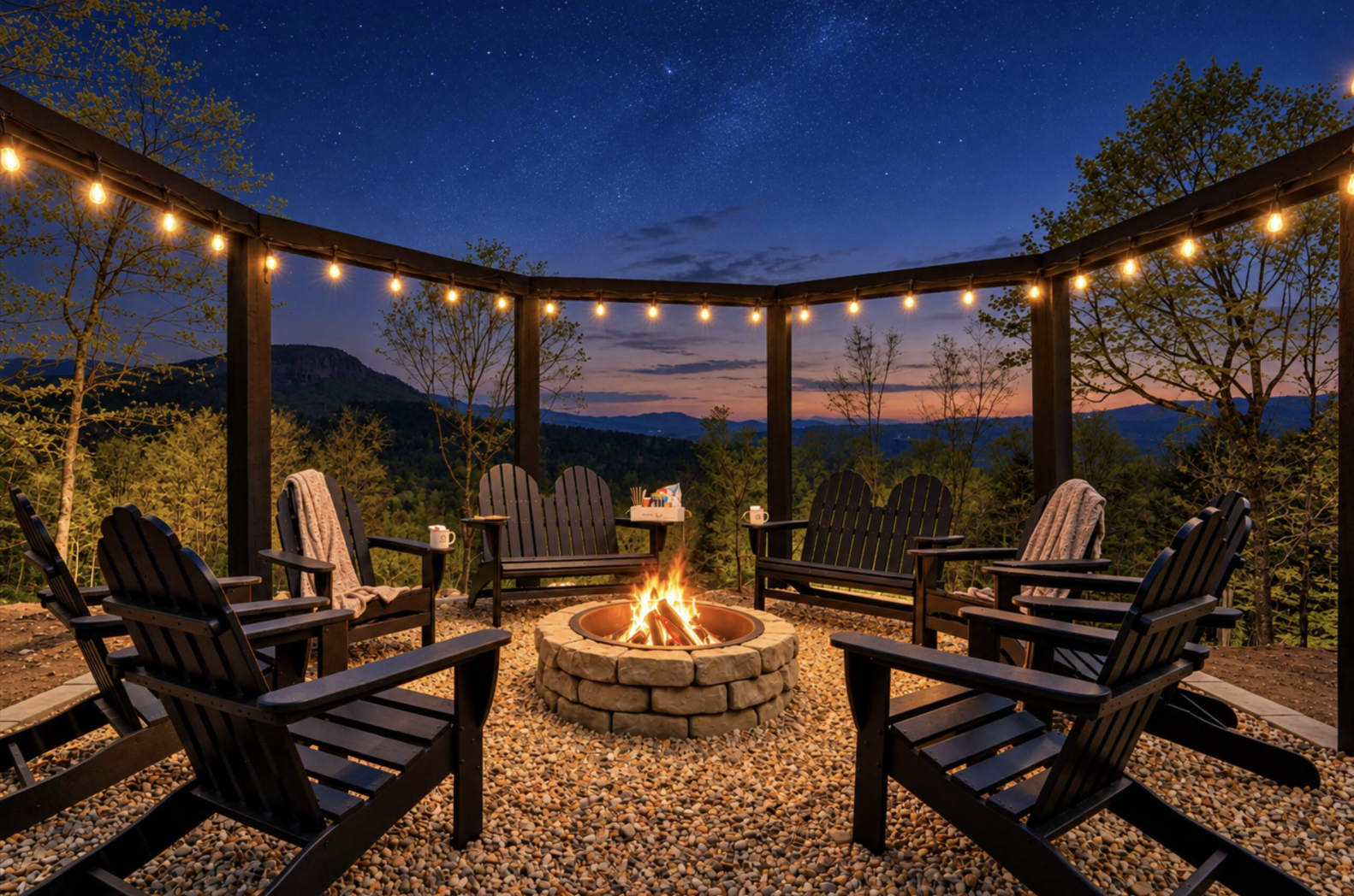 Sunday Summit Hideaway mountain deck at sunset