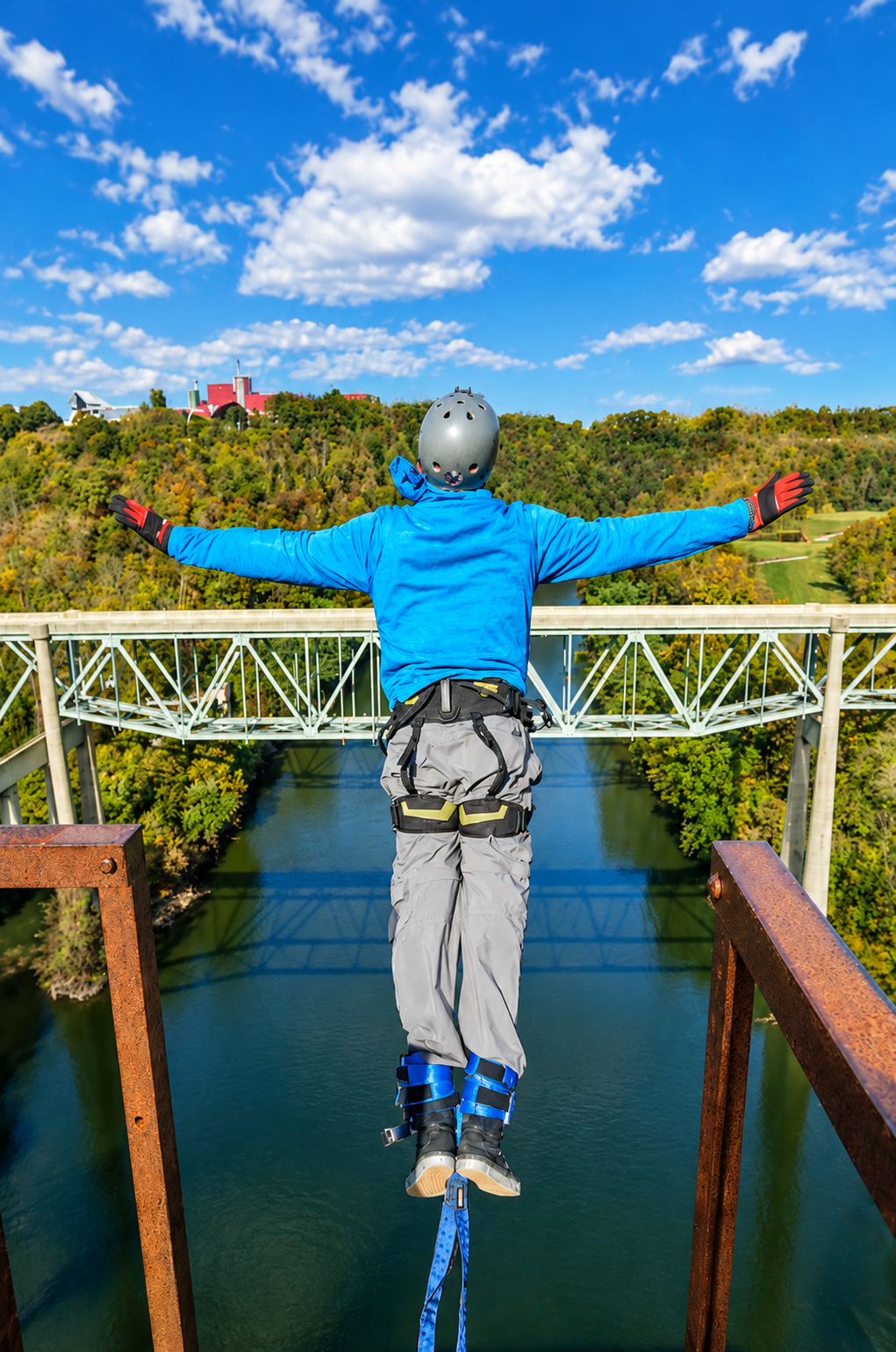 Adventure bridge and countryside views near Bourbon Trail Hideaway