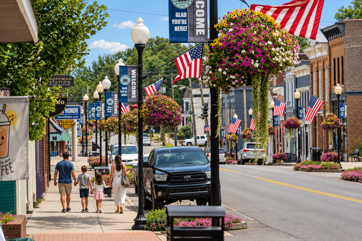 Downtown Lawrenceburg Kentucky dining and shopping
