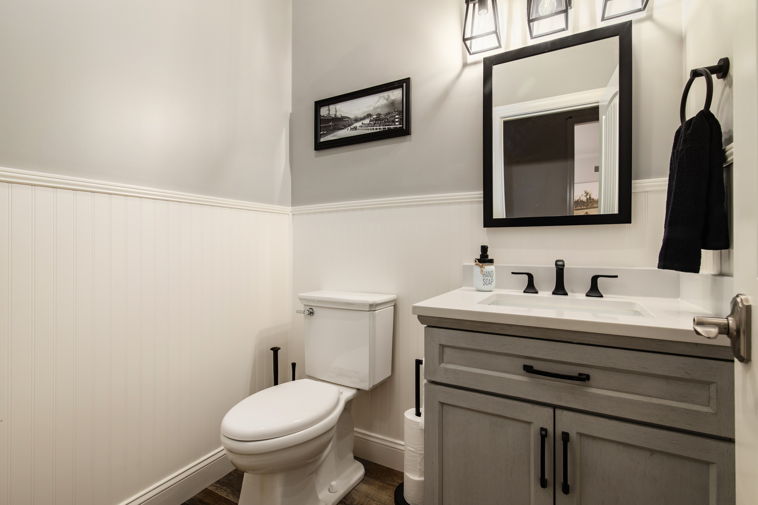 Bathroom with shower and towel rack at Bourbon Trail Hideaway