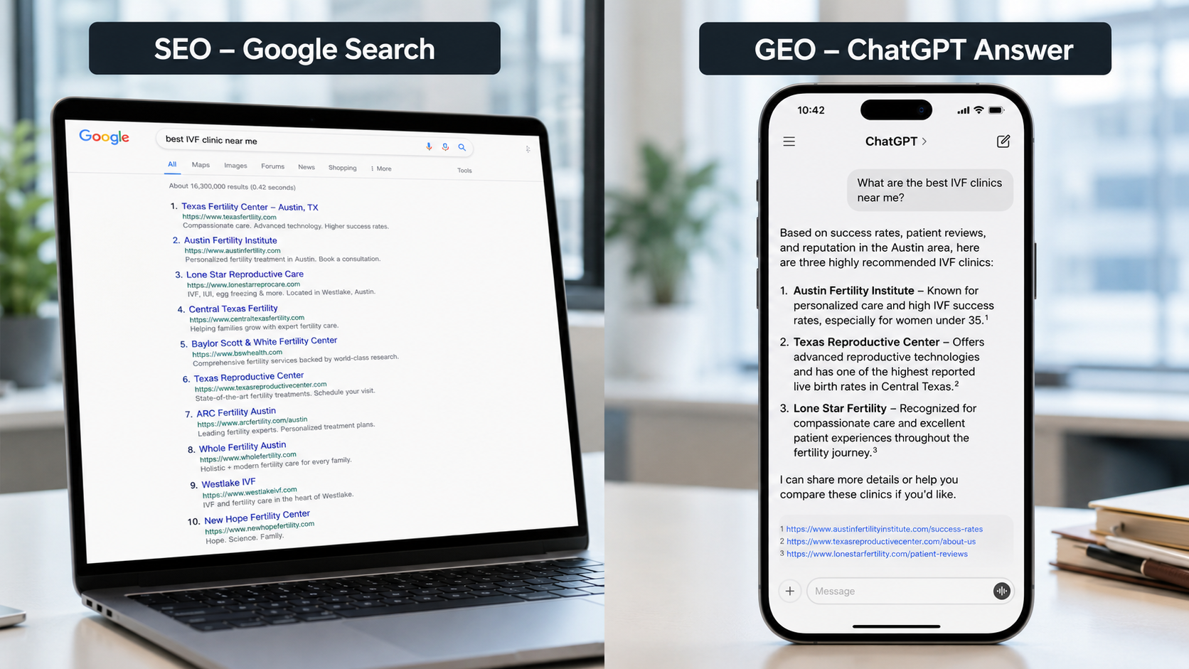 SEO vs GEO comparison in modern office SEO vs GEO comparison in modern office
