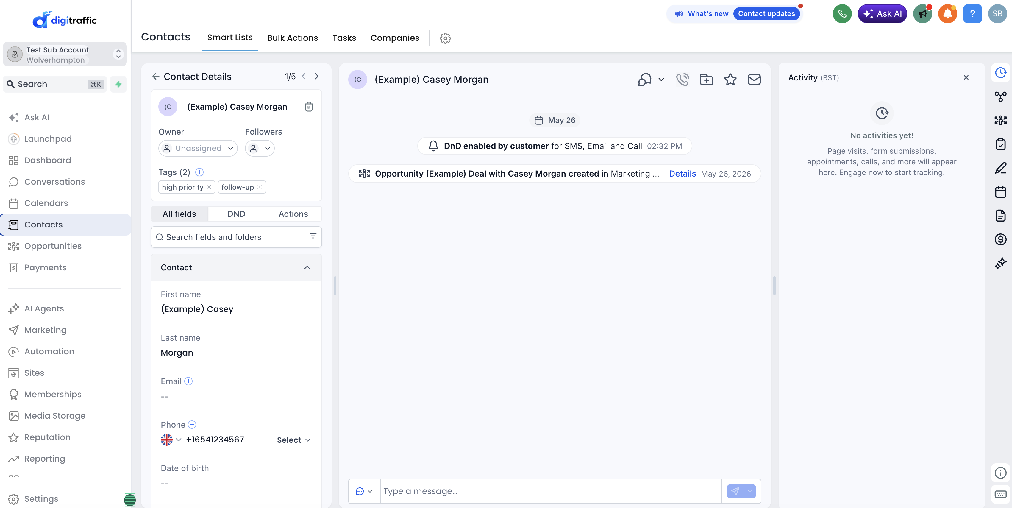 Activity timeline