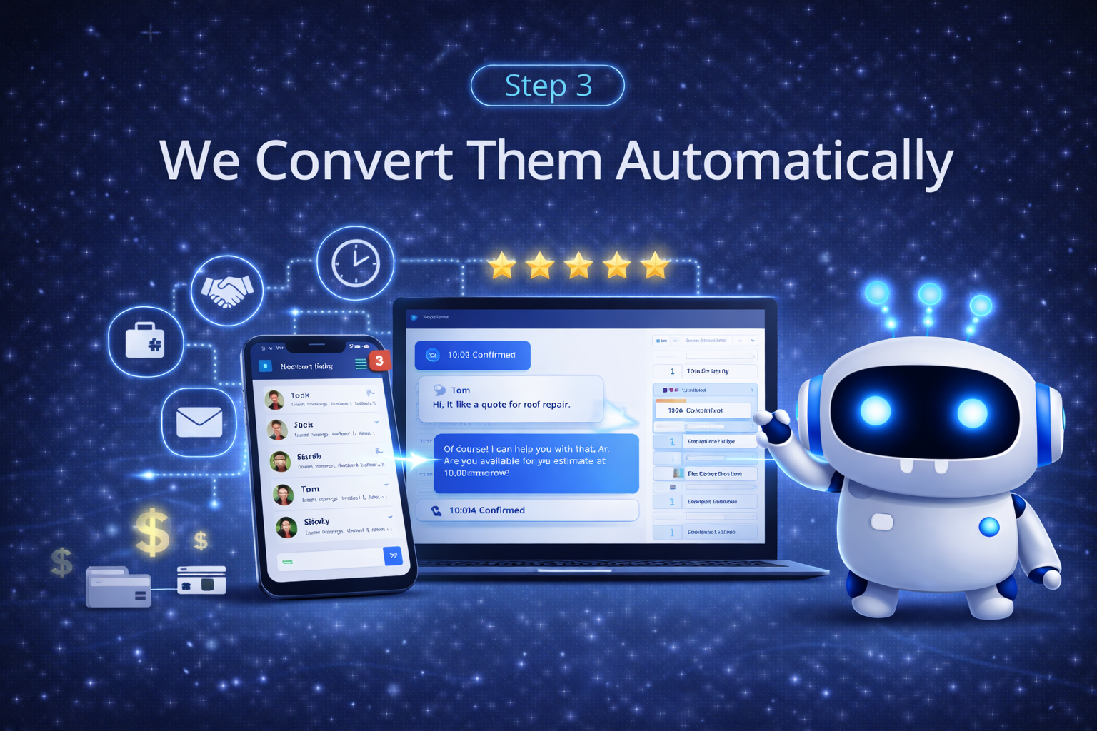 AI automation system converting leads into booked appointments and customers
