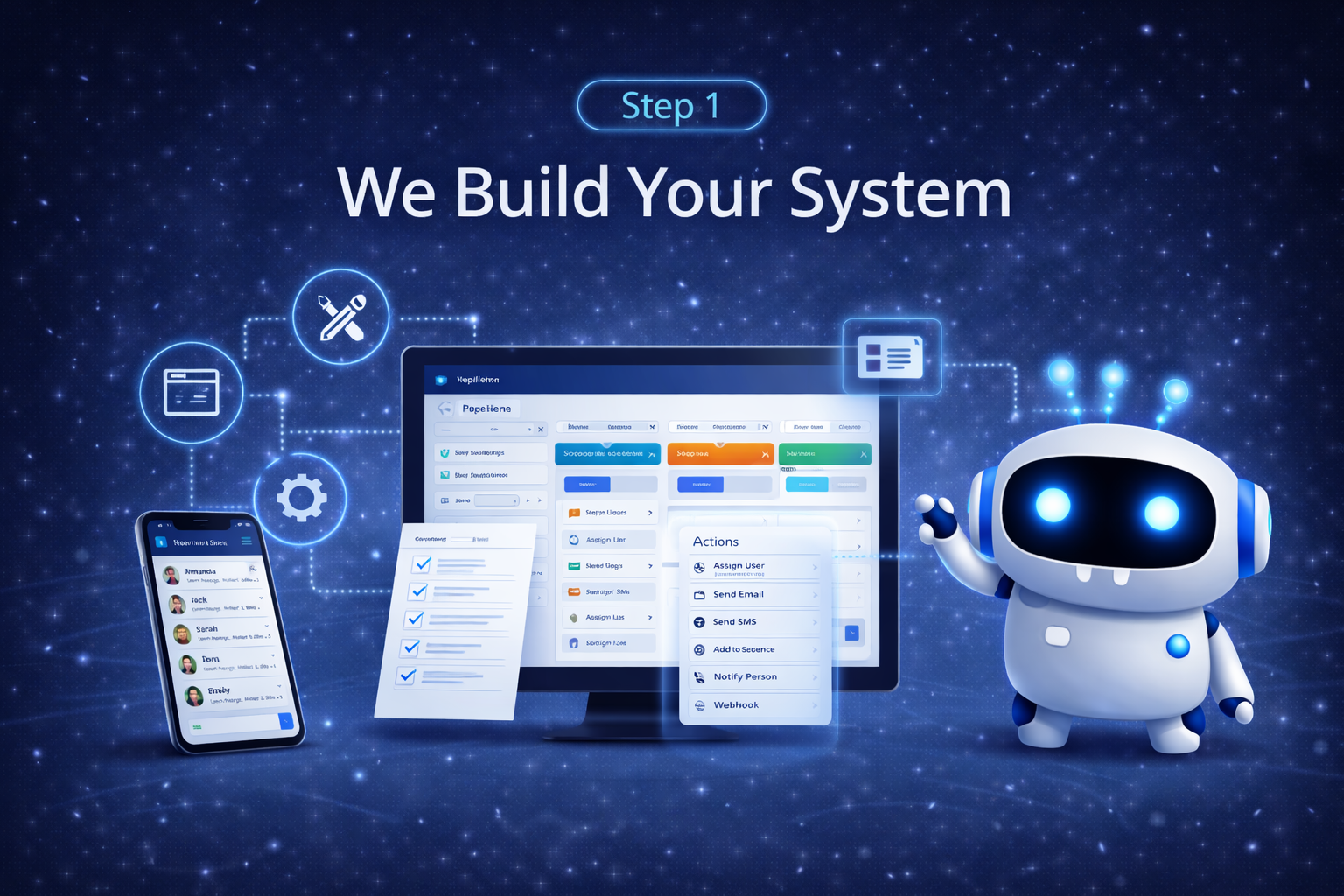 CRM and automation system setup for capturing and managing leads