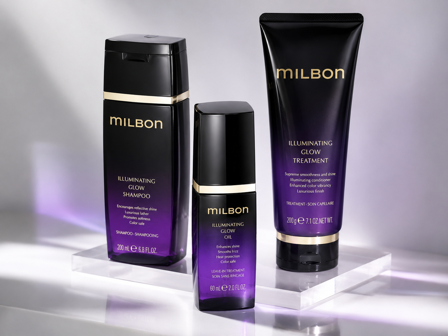 Milbon professional hair care products available at Omnia Salon & Barbershop in San Diego