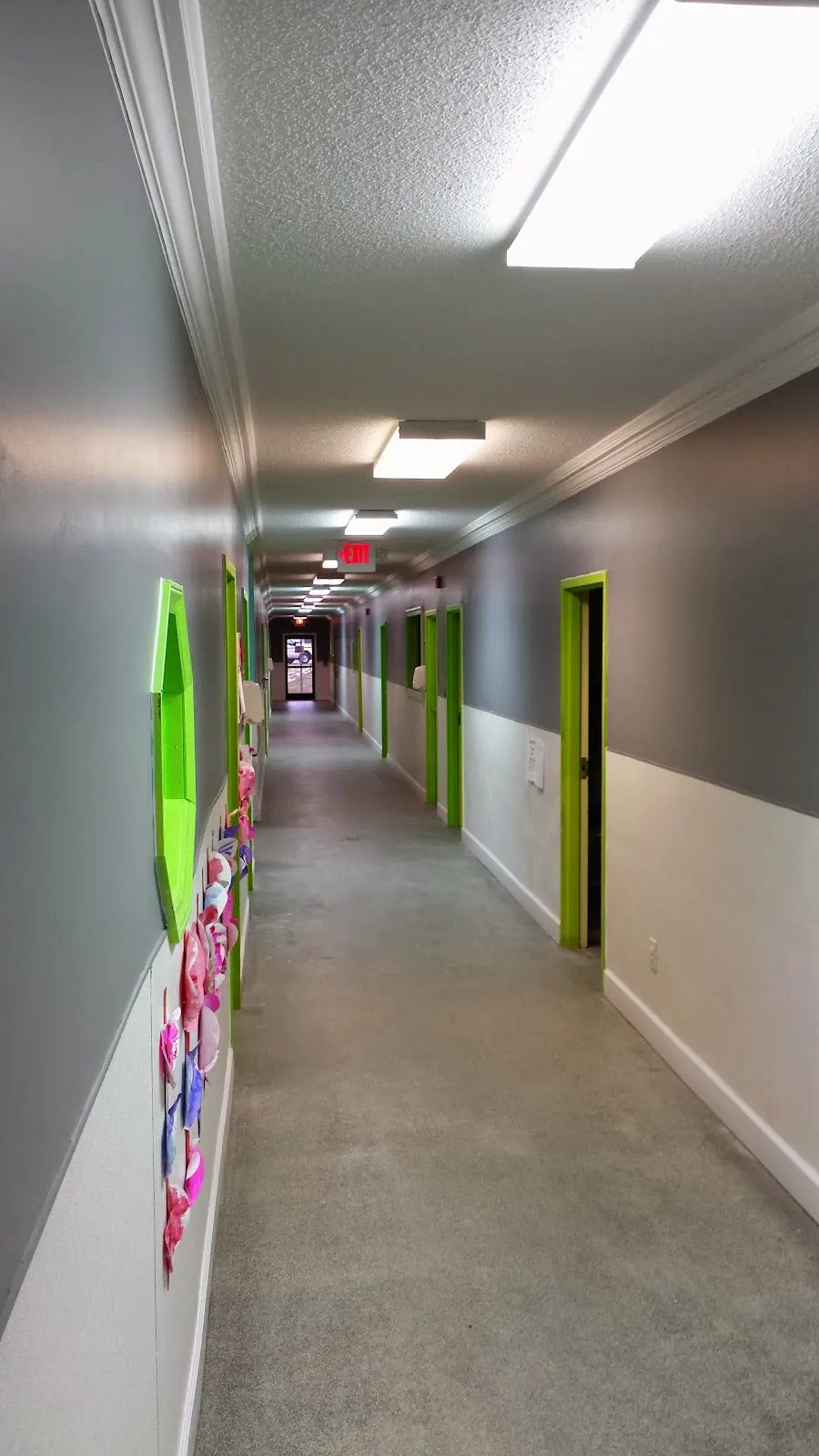 Two-tone interior hallway painted gray with crisp lines