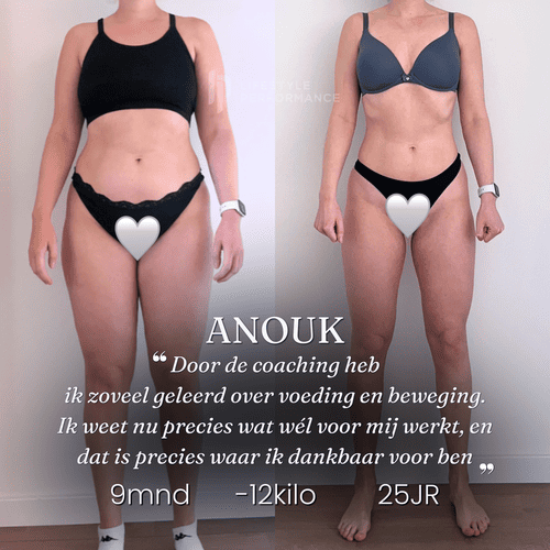 Anouk, 25 jaar: 12 kilo eraf in 9 maanden. “Door de coaching heb ik zoveel geleerd over voeding en beweging. Ik weet nu precies wat wél voor mij werkt, en dat is precies waar ik dankbaar voor ben”