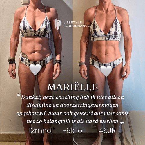 Mariëlle, 46 jaar: 9 kilo eraf in 12 maanden. “Dankzij deze coaching heb ik niet alleen discipline en doorzettingsvermogen opgebouwd, maar ook geleerd dat rust soms net zo belangrijk is als hard werken”
