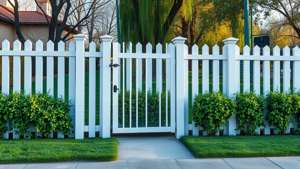 Fencing in Alhambra, CA with a clear blue sky and lush greenery in the background.