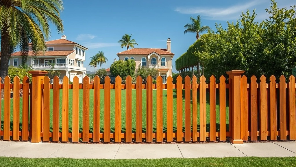 Fencing in Venice, CA with vibrant beach scenery and colorful houses in the background.