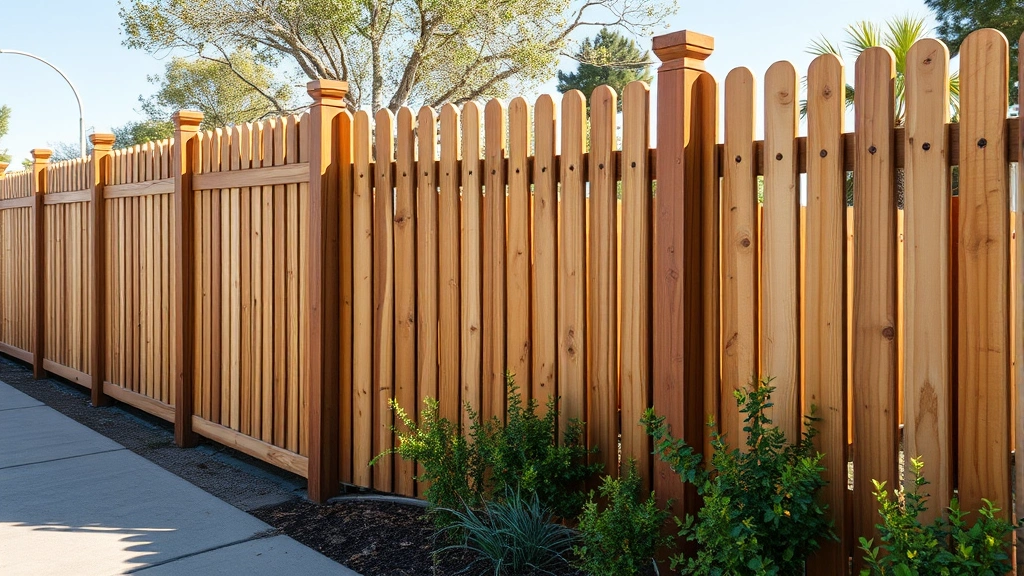 Fencing in Baldwin Park, CA with a clear blue sky and green grass in the background.