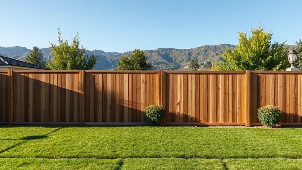 Fencing in La Cañada Flintridge, CA with trees and a blue sky in the background.