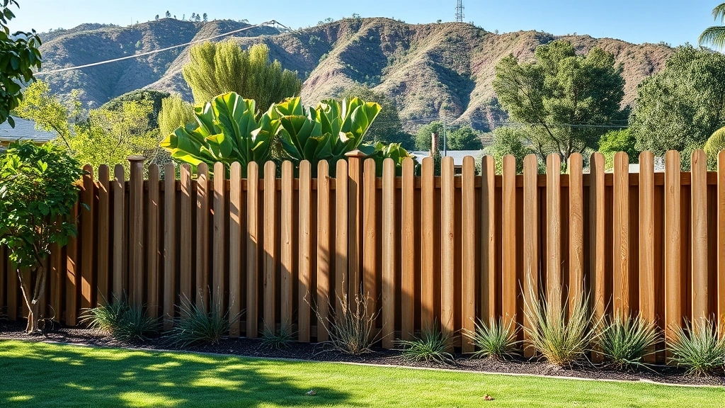 Fencing in Hidden Hills, CA with lush greenery and a sunny sky in the background.