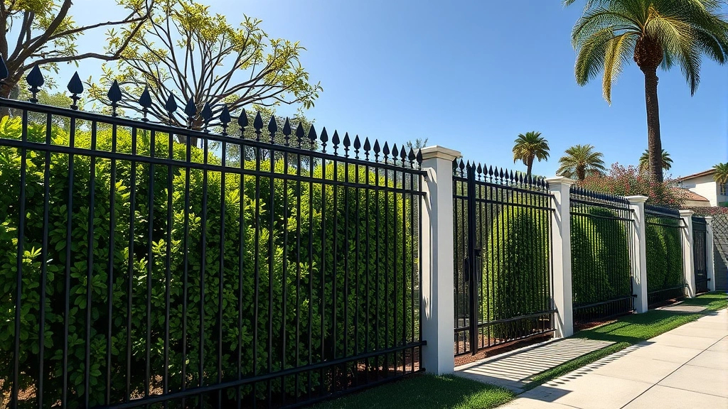 Fencing in Beverly Hills, CA with elegant design and lush landscaping.