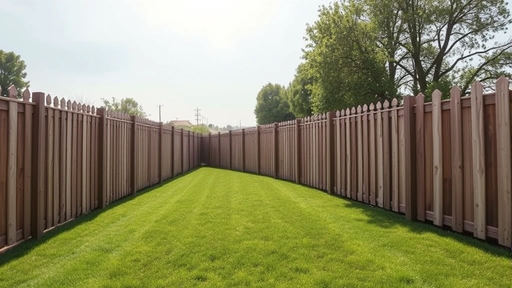 Fencing in Montebello CA with a clear blue sky and green grass in the background.