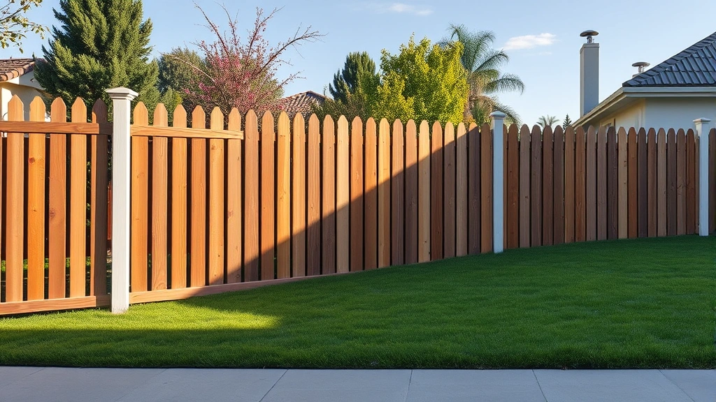 Fencing in Los Angeles, CA with a clear blue sky and lush green surroundings.