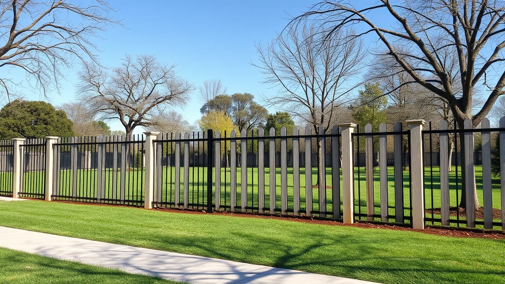 Fencing in North Beverly Park, CA with trees and a clear blue sky in the background.