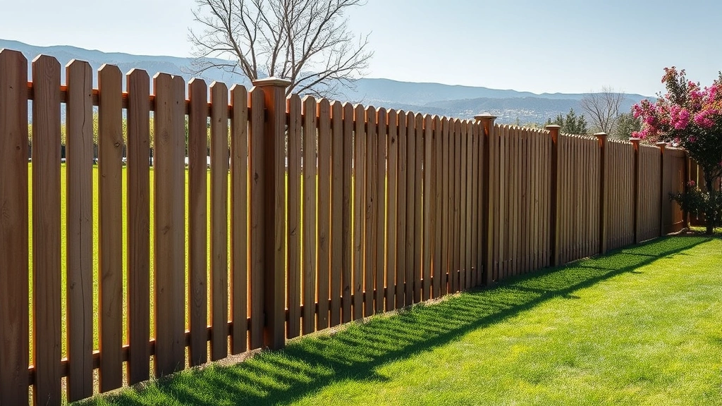 Fencing in Bradbury CA with lush greenery and a clear blue sky in the background.