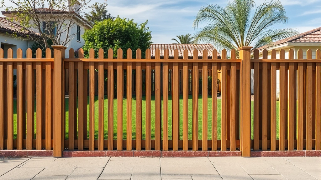 Fencing in La Puente, CA with a clear blue sky and green grass in the background.