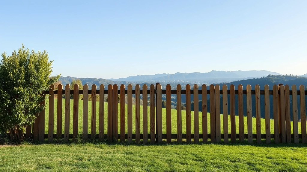 Fencing in Cheviot Hills CA with green grass and blue sky in the background.