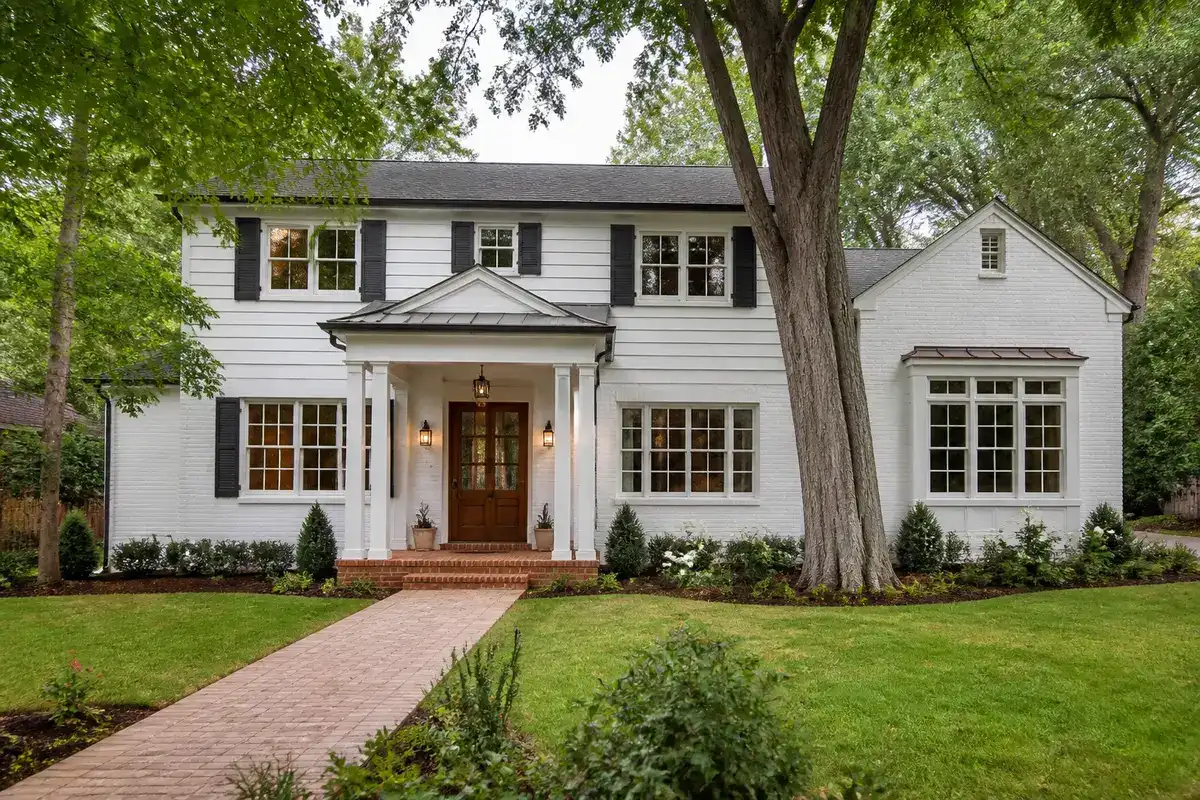 White two-story home