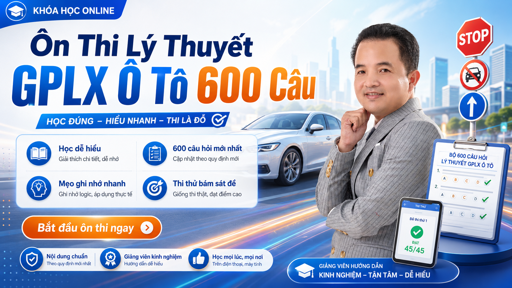 Học viên thực hành ôn thi lý thuyết lái xe ô tô