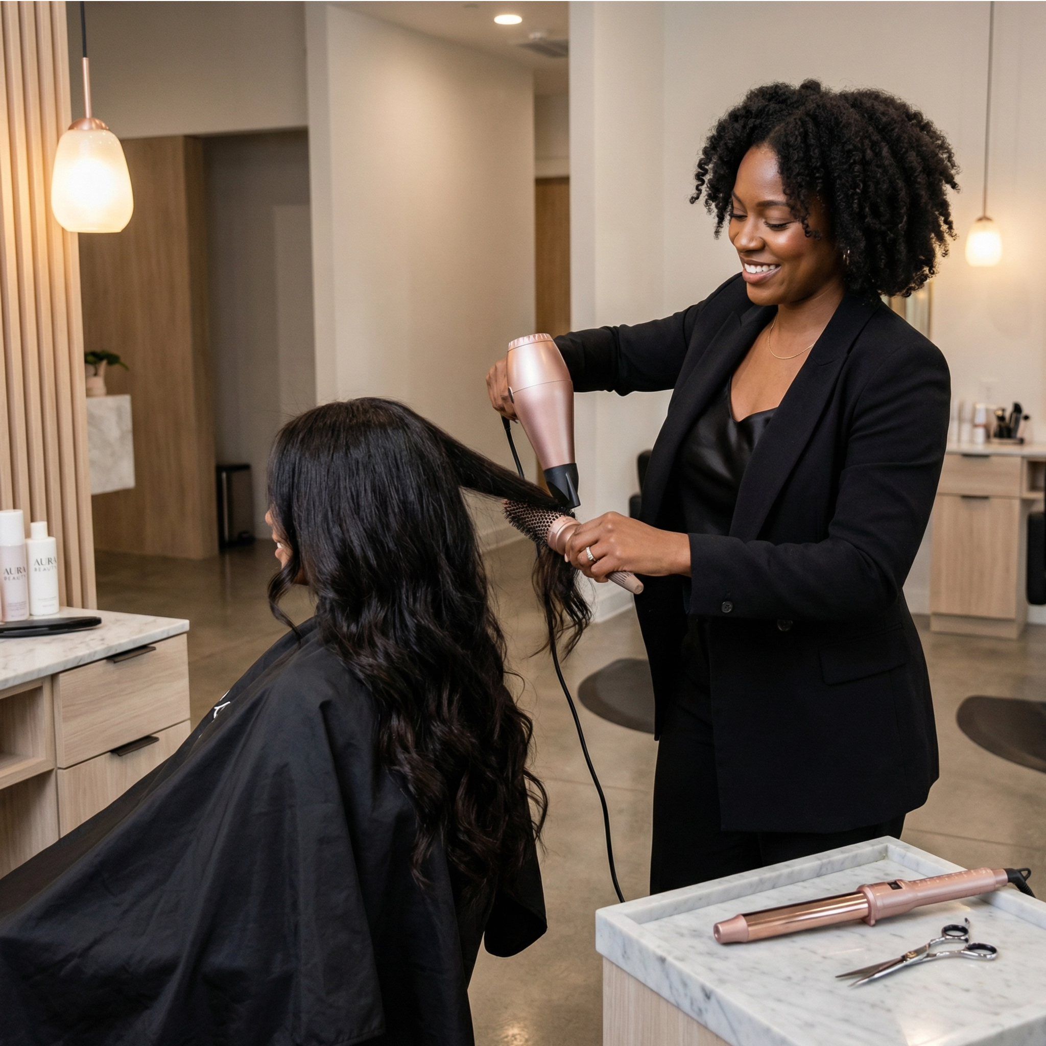 Stylist working in salon