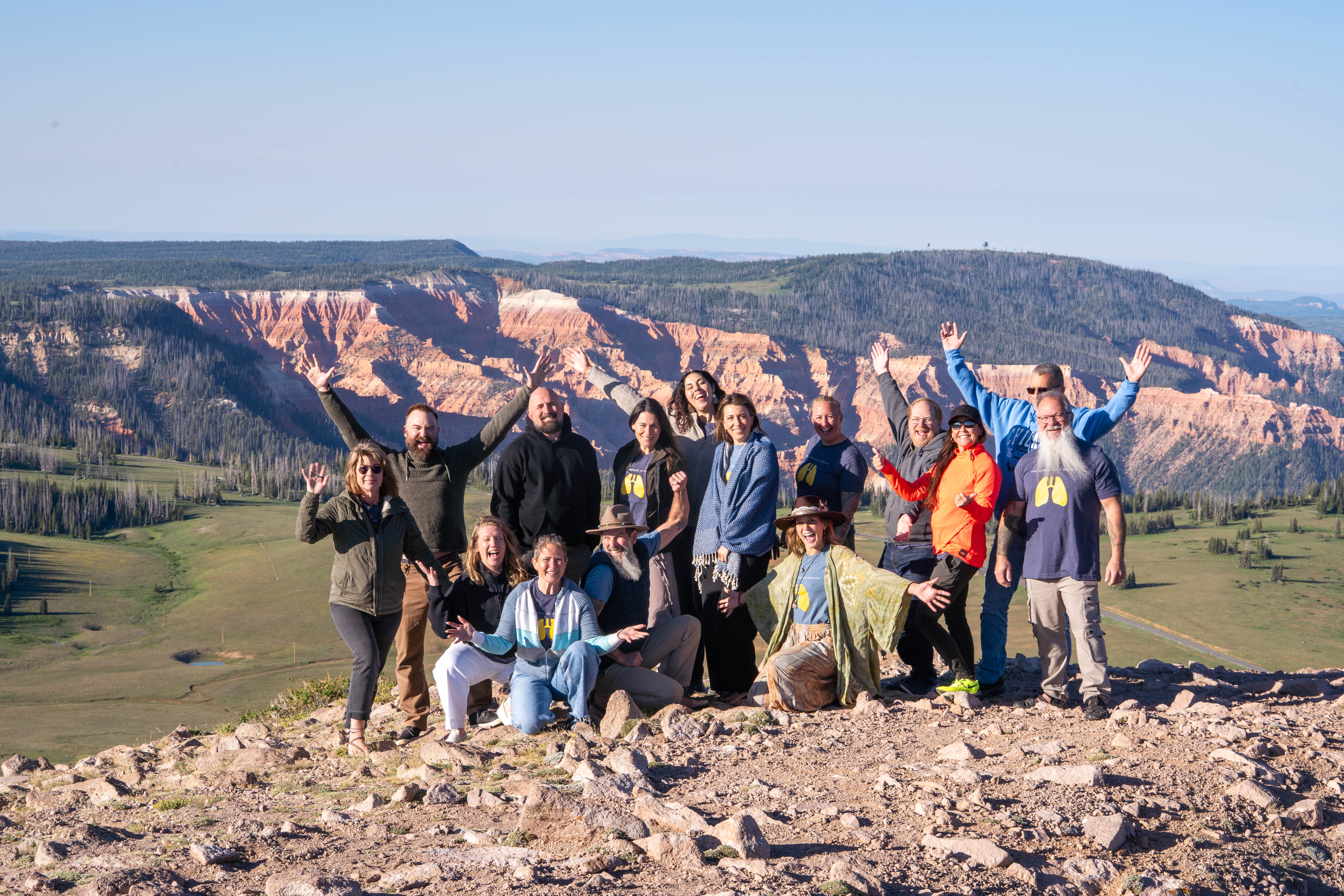 The Language of Breath cohort together on the rim at Cedar Breaks, Brian Head, Utah