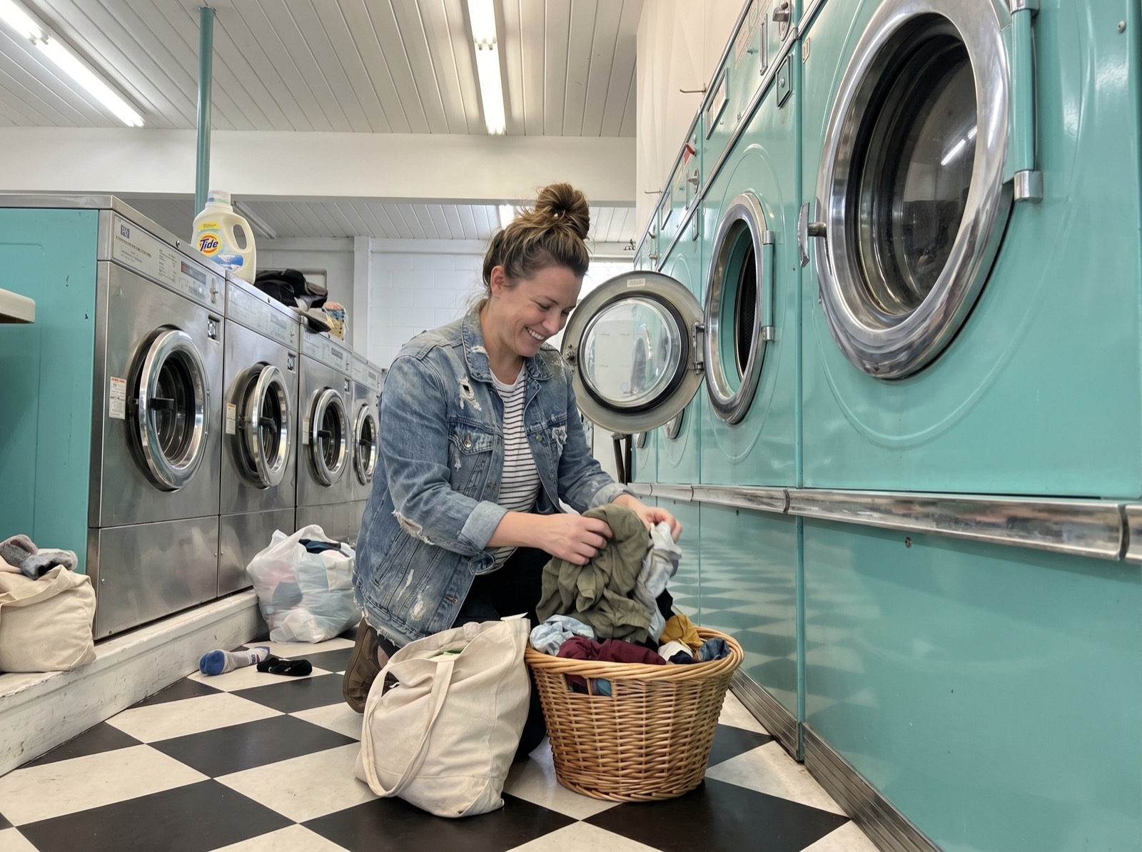 Self-serve laundry machines ready for residential laundry loads at The Laundry Room