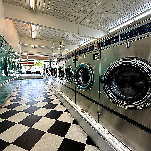 Commercial laundry machines at The Laundry Room