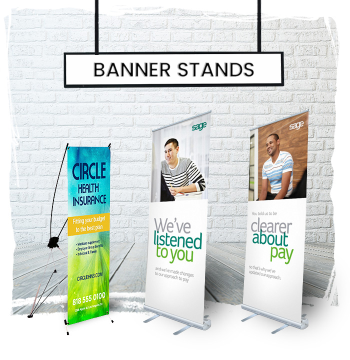 Retractable and fixed banner stands for trade shows and events