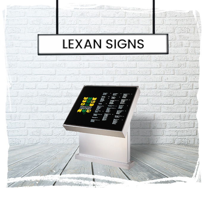 Polycarbonate Lexan signs with router-cut precision for high-traffic areas