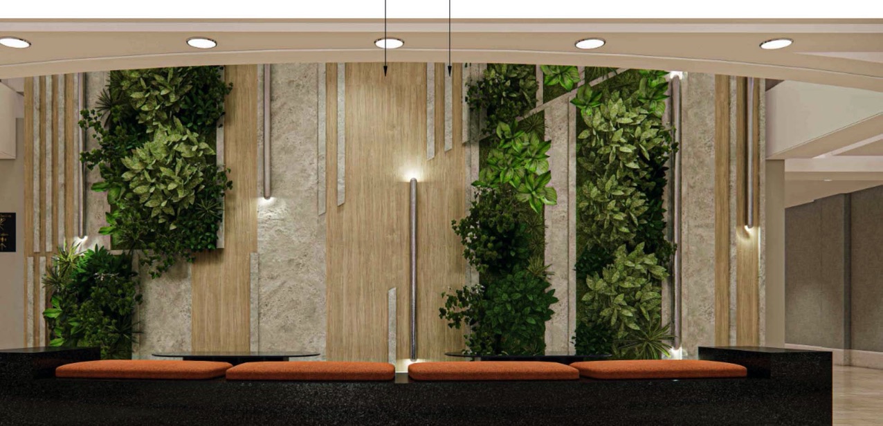 Design rendering for Westin Book Cadillac Detroit living wall feature