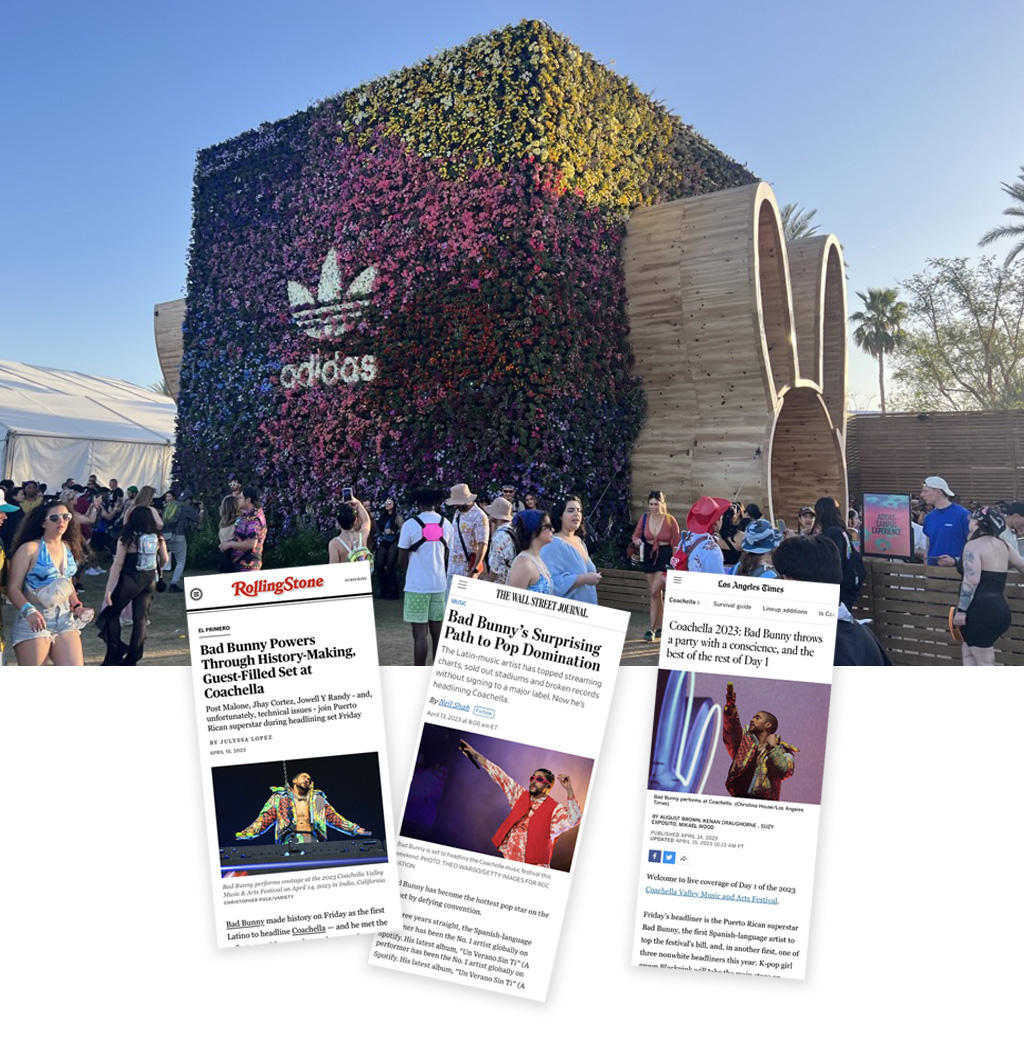 Adidas x Bad Bunny Coachella living wall activation by Elevation Living Walls