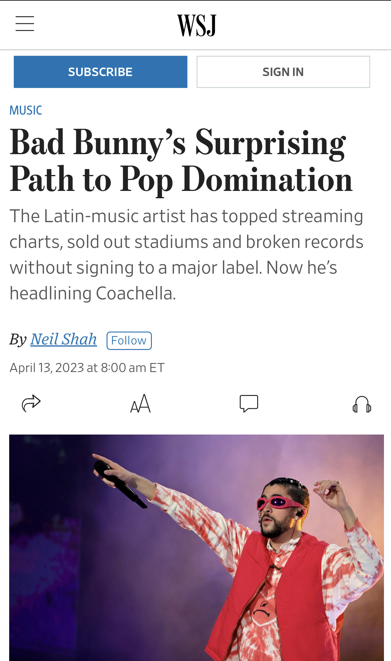 Wall Street Journal style article spread of Coachella activation