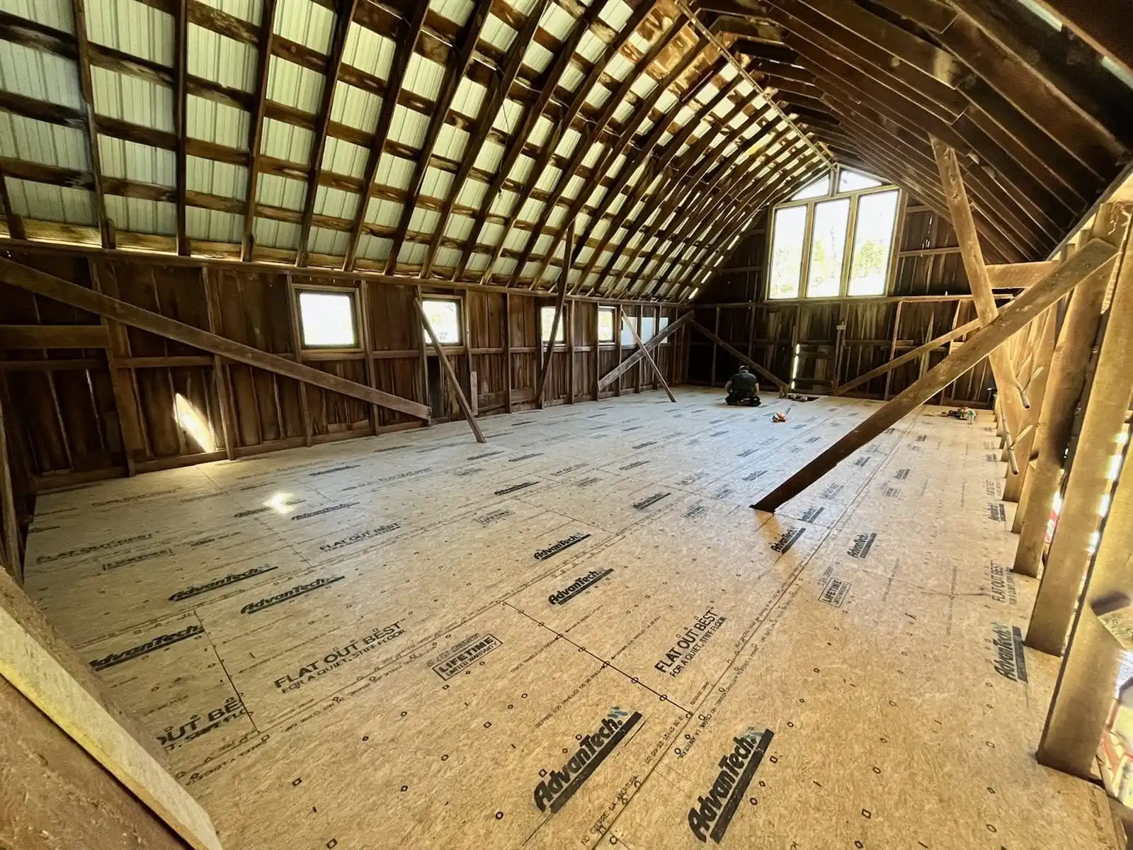 Barn interior framing with new subfloor